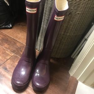 Purple Gloss Hunter Rain Boots